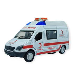 Çek Bırak Metal Sesli Işıklı Ambulans 12 cm