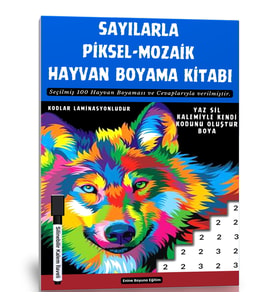 Sayılarla Piksel-Mozaik Boyama Kitabı (100 Hayvan Boyaması)