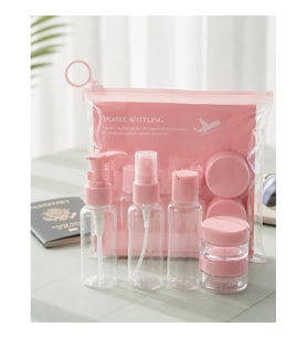 5 Parça Şeffaf Seyahat Kozmetik Şişe Seti – 30 ml Dolum Kabı ve Taşıma Çantası