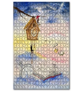 Cakapuzzle Zamanın Sınırında Kitap ve Saatler Puzzle Yapboz MDF (Ahşap) (120 Parça)