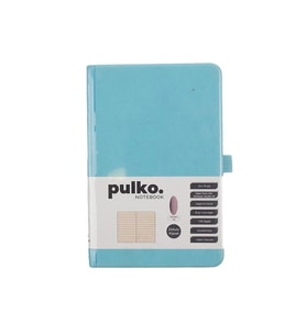 PULKO PND040  SERT KAPAK 9x14cm 80gr.176 SAYFA TERMO DERİ ÇİZGİLİ NOT DEFTER - BUZ MAVİSİ