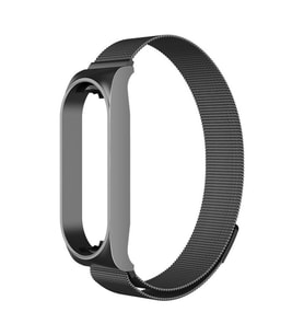 Xiaomi Mi Band 5 Uyumlu Kordon Hasır Metal Mıknatıslı Örgü Zore KRD-01 Kayış