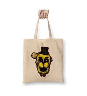 Golden Freddy FNAF Beyaz Bez Çanta Uzun Saplı Alışveriş Çantası Plaj Çantası
