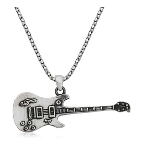 ​Gümüş Elektro Gitar Erkek Kolye