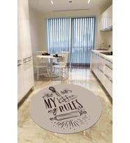 Bej Kaymaz My Kitchen My Rules Yuvarlak Mutfak Halısı AR856