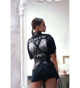 Mulvxbrf Brf02 Elbise Ve T-Shirt Üzeri Deri Şık Kemer Ve Choker Takım - Brf622 (Mulvix)