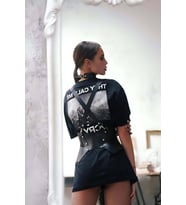Mulvxbrf Brf02 Elbise Ve T-Shirt Üzeri Deri Şık Kemer Ve Choker Takım - Brf622 (Mulvix)