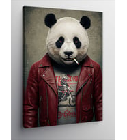 Kanvas Tablo Deri Ceketli Panda