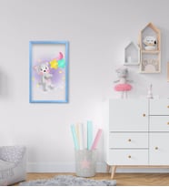 BK Home Tatlı Ayıcık Tasarımlı Dekoratif Mavi Ahşap Çerçeveli Çocuk Odası Tablo-3