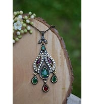 STONEAGE JEWELLERY Kök Yakut Kök Zümrüt Otantik Bayan Kolye