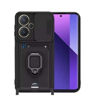 Redmi Note 13 Pro Plus Kılıf Zuma Kartvizitli Yüzüklü Silikon - Siyah