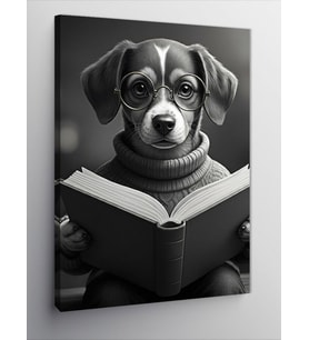 Kanvas Tablo Kitap Okuyan Köpek