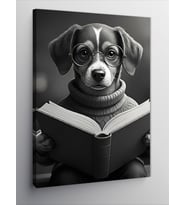 Kanvas Tablo Kitap Okuyan Köpek