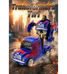Çarpınca Dönüşen Robot Araba - Mavi Tır  Sürtmeli 2'si 1 Arada Figür Oyuncak