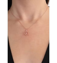 925 Ayar Gümüş Rose Kaplama Beyaz Zirkon Taşlı Top Yuvarlak Kolye