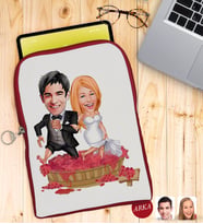 BK Gift Kişiye Özel Evleniyoruz Karikatürlü Taşınabilir Koruyucu Tablet Kılıfı & Organizer Çanta - Kırmızı-10
