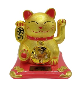 Maneki Neko El Sallayan Şans Kedisi Gold Solar Güneş Enerjili 10x10cm NO5GLD