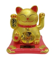Maneki Neko El Sallayan Şans Kedisi Gold Solar Güneş Enerjili 10x10cm NO5GLD