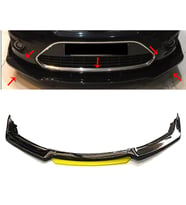 Ford Focus Mk2 Sarı Renkli Şeritli Dilli Ön Lip 4 Prç Parlak Siyah ABS 2004  - 2010