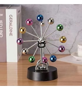 Renkli Newton 3d Denge Topu Masa Üstü Dekoratif Ojle Devamlı Dönen (Karışık)
