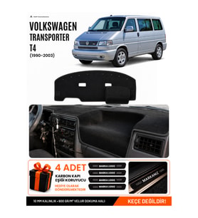 e-biz VOLKSWAGEN TRANSPORTER T4 (1990-2003) Uyumlu Torpido Örtüsü, Torpido Kılıfı - Siyah - VW026