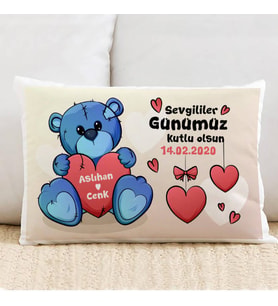 Kişiye Özel Romantik Ayıcıklı Sevgililer Gününe Özel Yastık