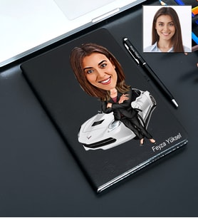 Kişiye Özel Araba Tasarımlı Karikatür Defter Ve Kalem Seti 55