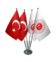 Masa Üstü Dışişleri Bakanlığı Bayrağı Türk Bayrağı Dörtlü Krom Direk Masa Bayrak Seti