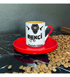 Bekçi Kırmızı Türk Kahvesi Fincanı