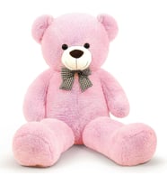 Oyuncak 85 Cm Papyonlu Peluş Ayıcık- İthal Kumaş - Premium Koleksiyon Hediyelik Ayı (% 100 YERLİ) (Pembe)