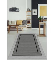 Koyu Gri Kaymaz Tabanlı Çerçeveli Mutfak Halısı AR1426