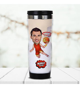 Kişiye Özel Basketbolcuya Hediye Karikatürlü Termos Bardak
