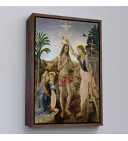 Çerçeveli Leonardo Da Vinci - Andrea del Verrocchio - İsa'nın Vaftizi Tablo - The Baptism of Christ (Siyah)