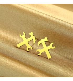 Kişiye Özel 925 Ayar Gümüş Minimal Tamir Aletleri Model Küpe (Gold)