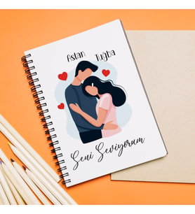 Seni Seviyorum Sevgili Tasarımlı Kişiye Özel Defter
