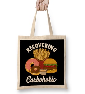 Recovering Carboholic Funny Low Carb Dieting Pun Bez Çanta Uzun Saplı