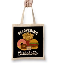 Recovering Carboholic Funny Low Carb Dieting Pun Bez Çanta Uzun Saplı
