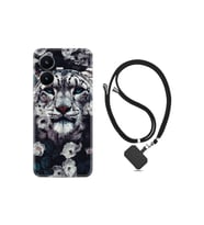 Vivo Y22s Kılıf Ipli Boyun Askılı Desenli Silikon Flowers Snow Leopard 1335