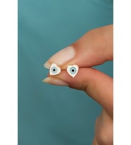 925 Ayar Gümüş Minimal Mineli Kalp Küpe
