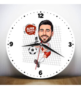 Kaleci Erkeğe Hediye Kişiye Özel Karikatürlü Duvar Saati