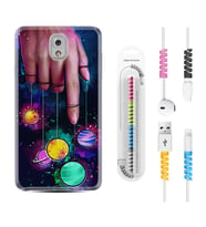 Samsung Note 3 4 5 8 9 20 Ultra 10 Lite Kılıf Kablo Koruma Spiral Silikon Finger planet 1740