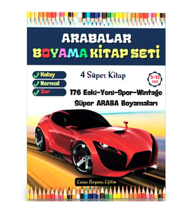 Çocuklar İçin Arabalar BOYAMA Kitap Seti (4 Kitap)