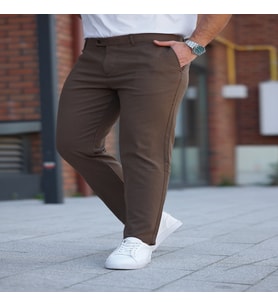 Mero Life Erkek Kahverengi Italyan Kesim Slim Fit Kaliteli Esnek Likralı Bilek Boy Kumaş Pantolon