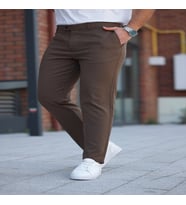 Mero Life Erkek Kahverengi Italyan Kesim Slim Fit Kaliteli Esnek Likralı Bilek Boy Kumaş Pantolon
