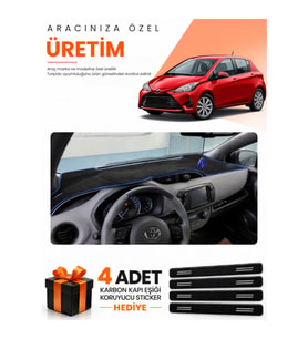 TOYOTA YARİS (2014-2019) Uyumlu Torpido Koruma Örtüsü Oto Kılıfı - Siyah Mavi