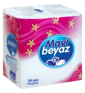 Mavi Beyaz Peçete 100 Adet (30*30CM) (24 Lü Set) 1 koli