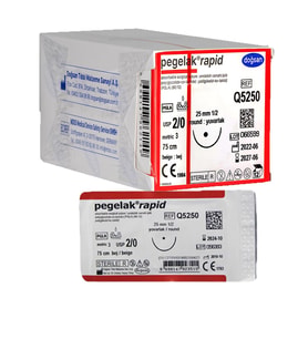 Doğsan Pegelak Rapid 2/0 25mm 1/2 Yuvarlak 75cm PGLA Emilebilir Sütur Q5250 12 ADET