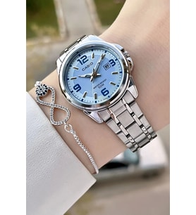 Casio CSISTE176 Kadranı Mavi Kordonu Metalik Renk 2 Yıl Garantili Kadın Kol Saati