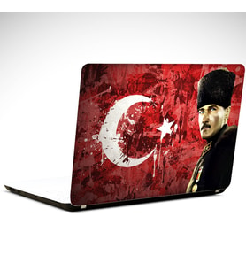 Atatürk Madalya ve Bayrak Laptop Sticker 15.6 inch (38X27CM)