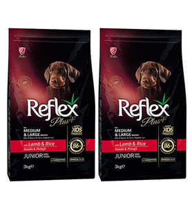 Reflex Plus Orta Büyük Irk Kuzulu Pirinçli Yavru Köpek Maması 3 Kg 2 Adet